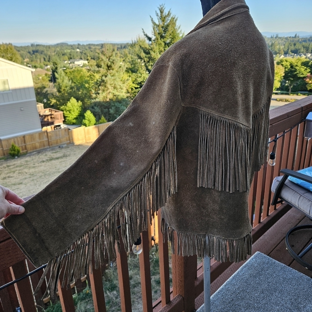 Vintage 1950s 1960s Suede Leather Fringe Western Jacket Brown Cowgirl Size M L - Picture 17 of 17